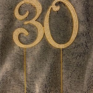 Gold Rhinestone Number 30 Cake Topper